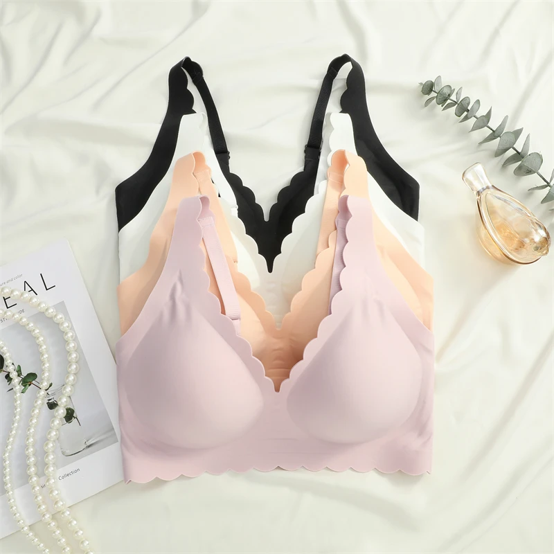 Women's Seamless Bra, Comfortable & Breathable, Removable Pads, Wireless, Adjustable Straps, Suitable For Sleep, Leisure, Yoga