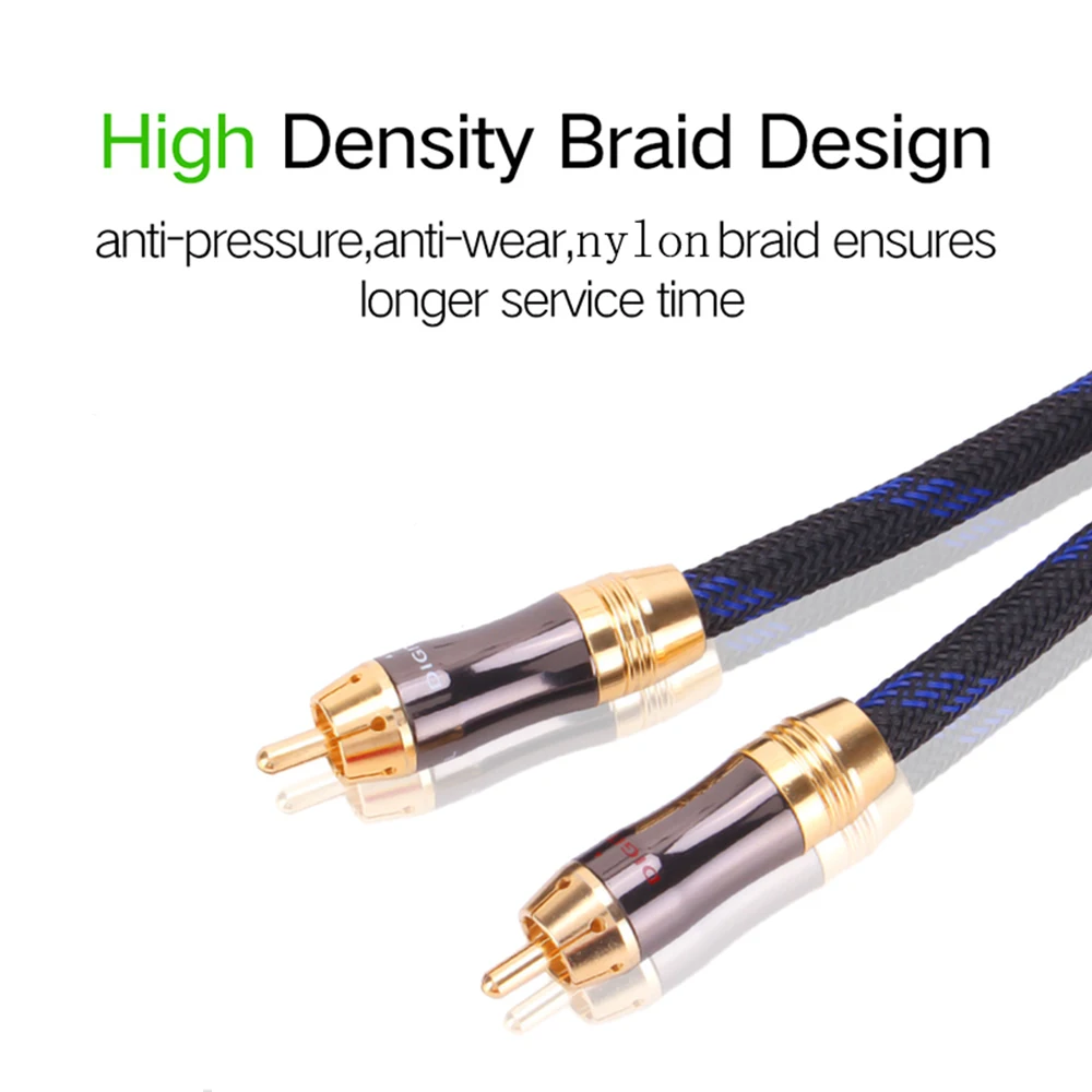 HIFI Subwoofer Y Cable (OD 8.0mm) RCA 1 Male to 2 Male Audio cable