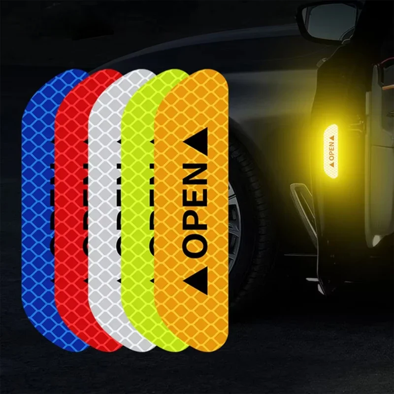 Night Reflective Car Door Sticker Safety Opening Warning Reflector Tape Decal Auto Accessories Exterior Interior Reflector Amagi