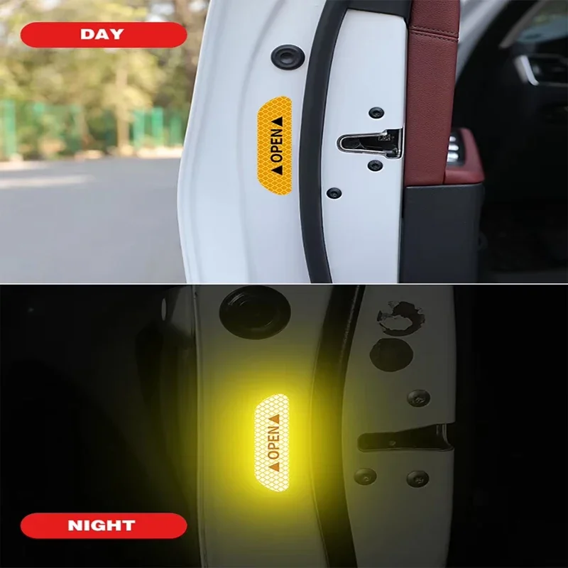 Night Reflective Car Door Sticker Safety Opening Warning Reflector Tape Decal Auto Accessories Exterior Interior Reflector Amagi