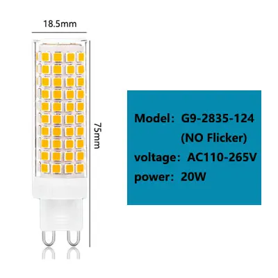 G9 LED Lamp 9W 12W 15W 20W 25W AC110V 220V SMD 2835 Cold/Warm/Natural Light Halogen Replacement LED Bulb