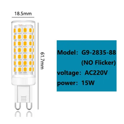 G9 LED Lamp 9W 12W 15W 20W 25W AC110V 220V SMD 2835 Cold/Warm/Natural Light Halogen Replacement LED Bulb