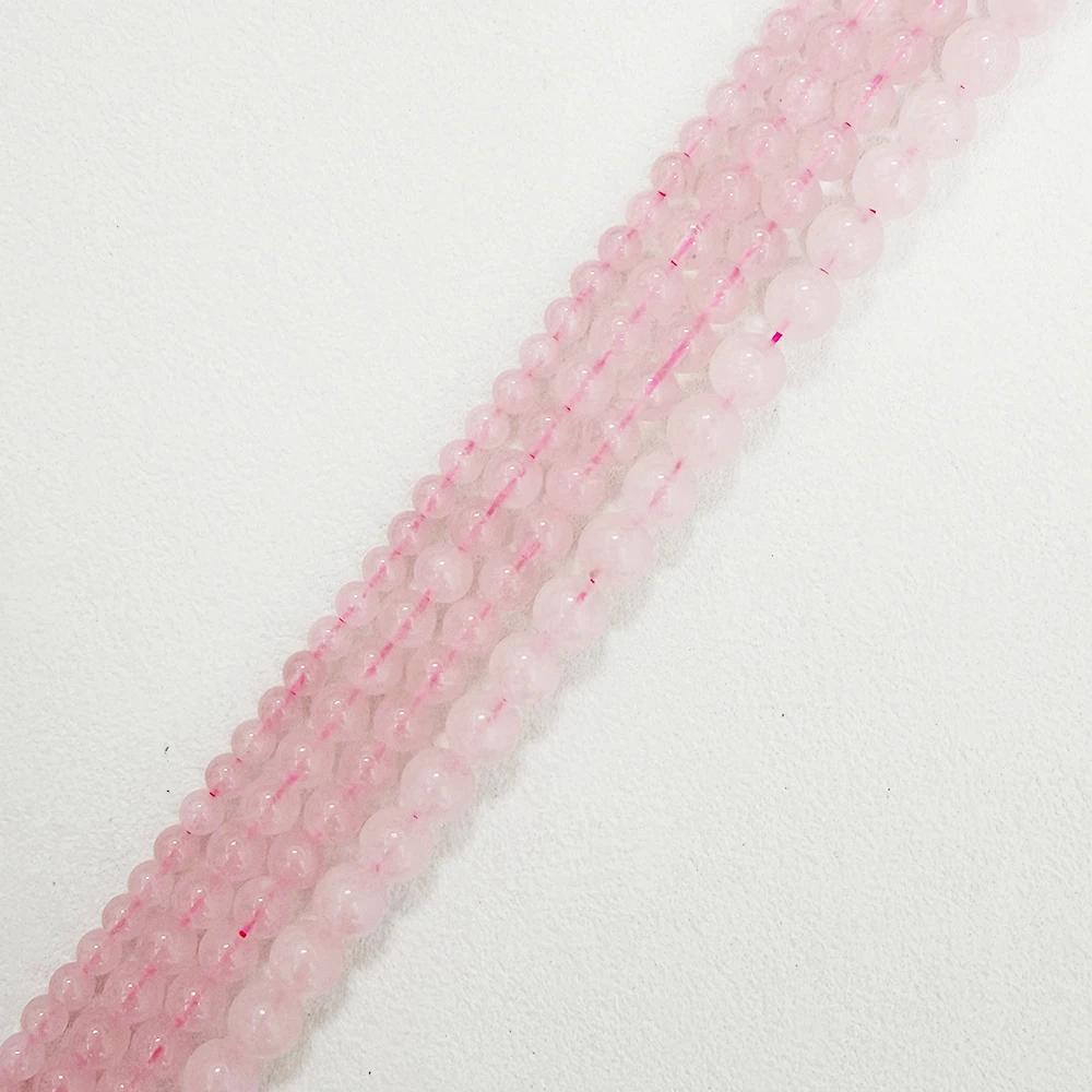 Natural Color (Not Dyed) Pink Rose Quartz Crystals Loose Beads Stone 15" Strand 3 4 6 8 10 12 MM Pick Size For Jewelry Making