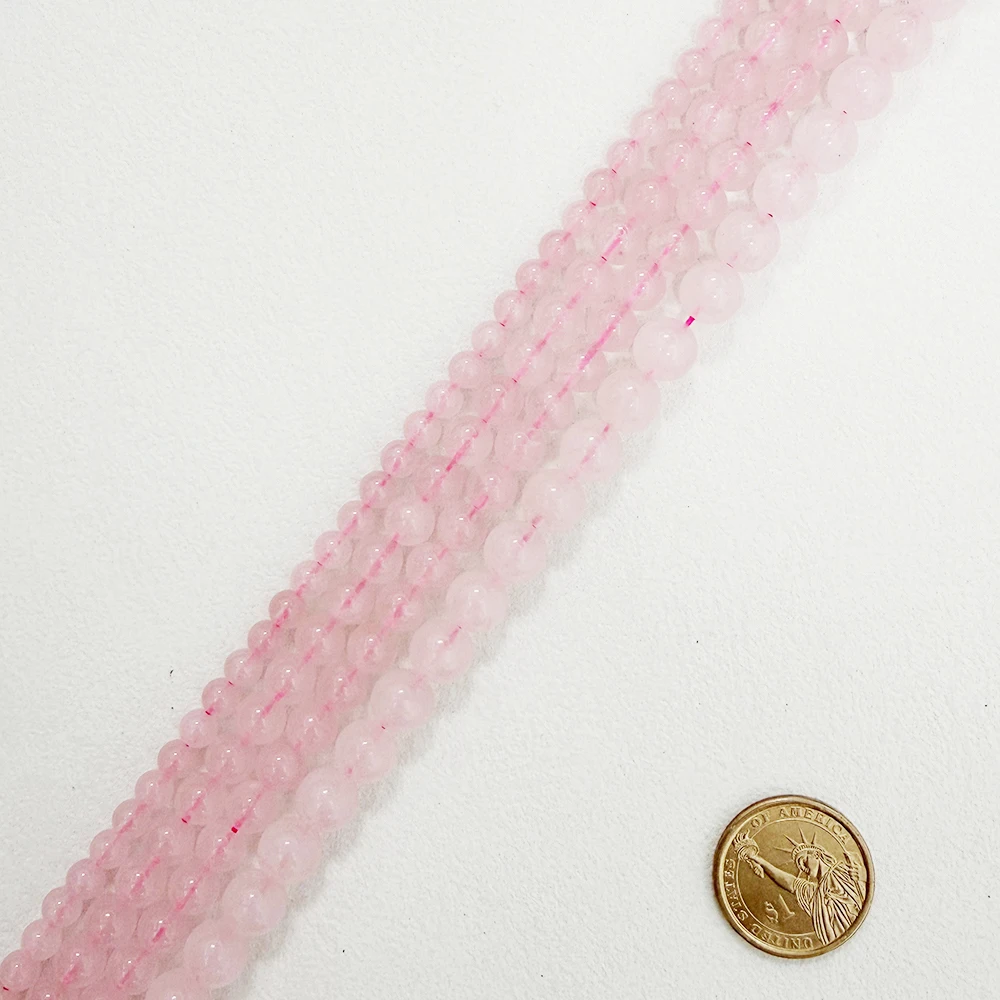 Natural Color (Not Dyed) Pink Rose Quartz Crystals Loose Beads Stone 15" Strand 3 4 6 8 10 12 MM Pick Size For Jewelry Making