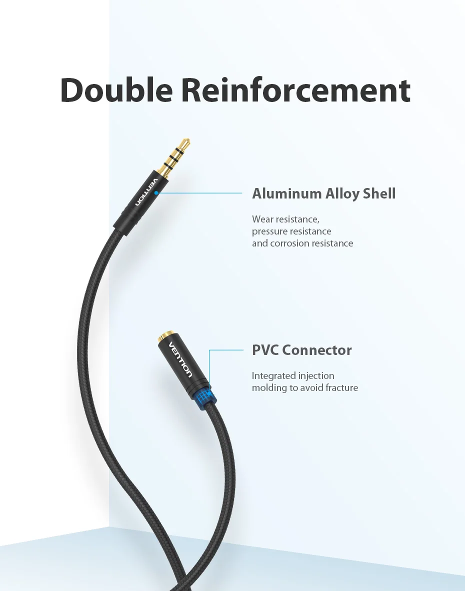 Vention Jack 3.5 Aux Extension Cable for Car Laptop Mini PC TV Xiaomi Huawei Stereo 3.5 mm Jack Headphone Speaker Cable Auxiliar