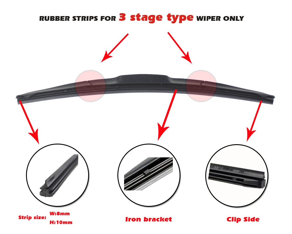 Car Wiper Blade Elastic band Windscreen Vehicle Insert Rubber Strip Refill 8mm 14"16"17"18"19"20"21"22"24"26"28" Accessorie 1pcs