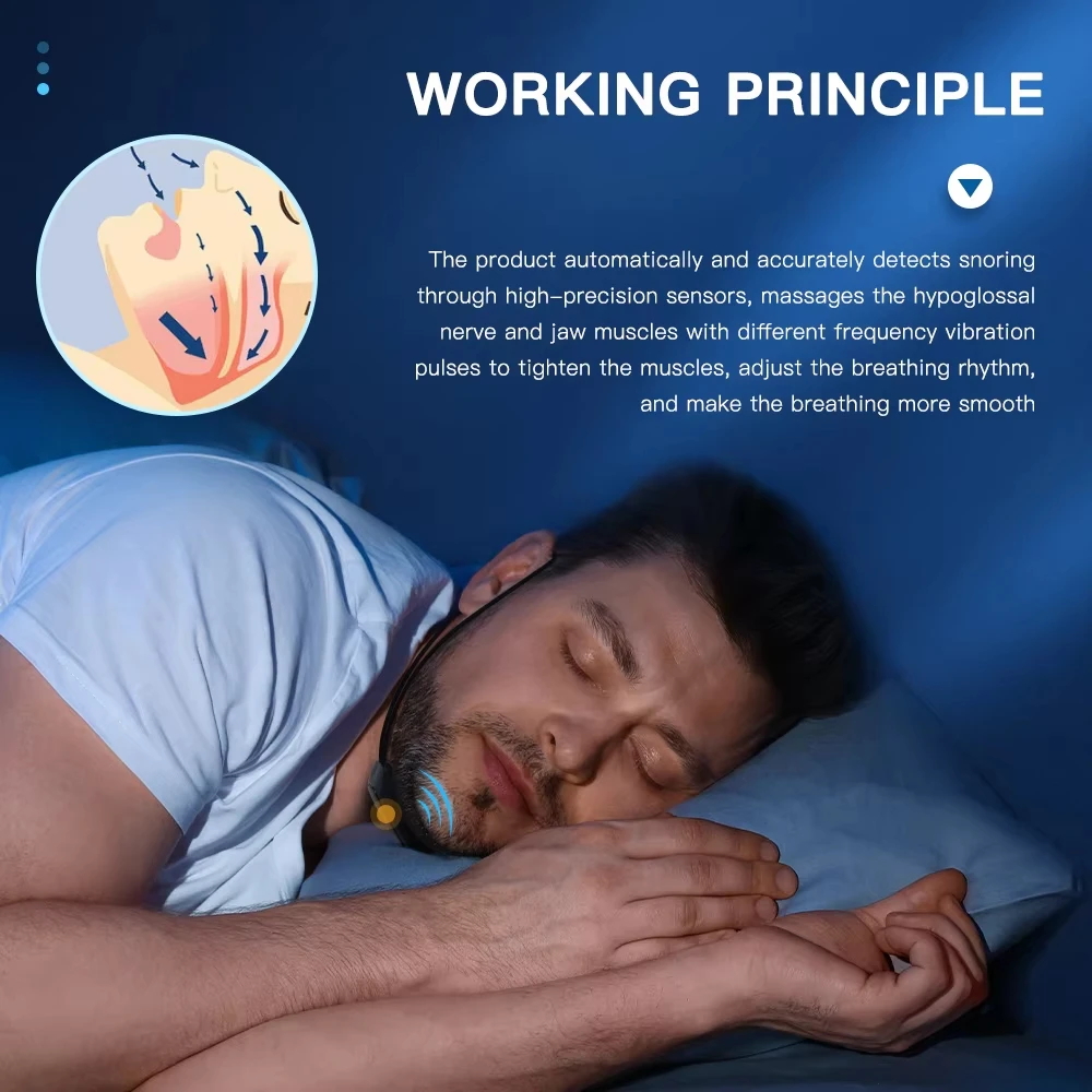 1pc Electric Throat Anti-Snoring Device EMS Pulse Stop Snore Sleep Instrument Hanging Ear Anti-Snoring Device Snoring Corrector