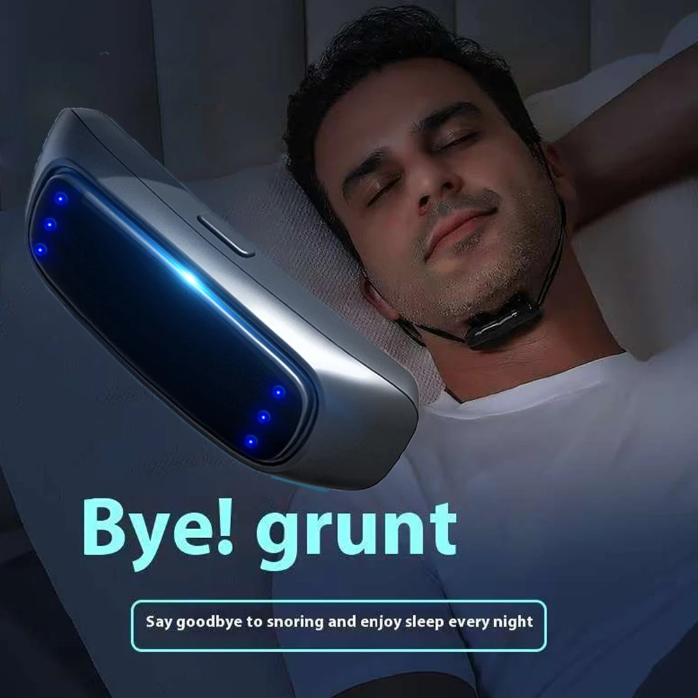 1pc Electric Throat Anti-Snoring Device EMS Pulse Stop Snore Sleep Instrument Hanging Ear Anti-Snoring Device Snoring Corrector