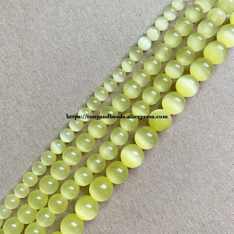 18 Styles White Cat Eye Glass Round Loose Beads 4 6 8 10 12mm 7.5" or 15" Pick Length and Size For Jewelry Making DIY