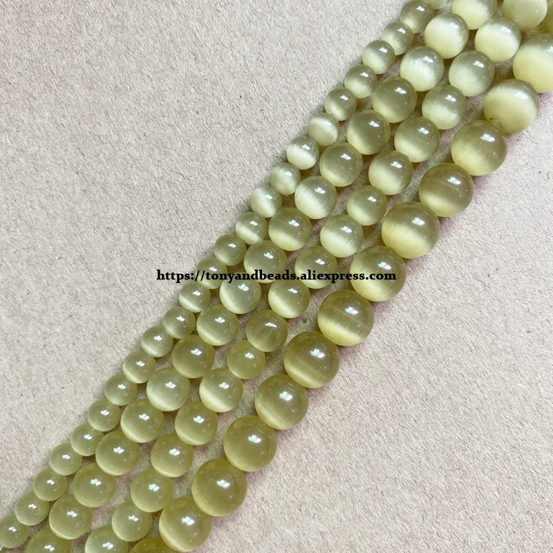 18 Styles White Cat Eye Glass Round Loose Beads 4 6 8 10 12mm 7.5" or 15" Pick Length and Size For Jewelry Making DIY