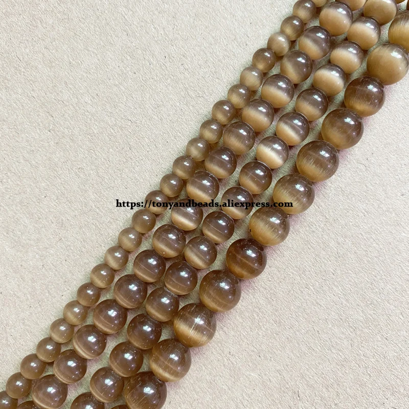 18 Styles White Cat Eye Glass Round Loose Beads 4 6 8 10 12mm 7.5" or 15" Pick Length and Size For Jewelry Making DIY