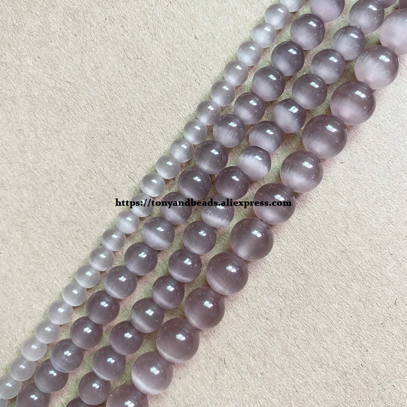 18 Styles White Cat Eye Glass Round Loose Beads 4 6 8 10 12mm 7.5" or 15" Pick Length and Size For Jewelry Making DIY