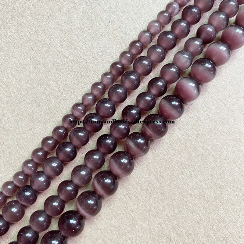 18 Styles White Cat Eye Glass Round Loose Beads 4 6 8 10 12mm 7.5" or 15" Pick Length and Size For Jewelry Making DIY