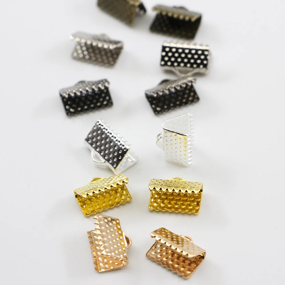 50pcs/lot Crimp Beads Cove Clasps Cord Leather Clip Necklace Bracelet Connectors End Caps For DIY Jewelry Findings Supplies