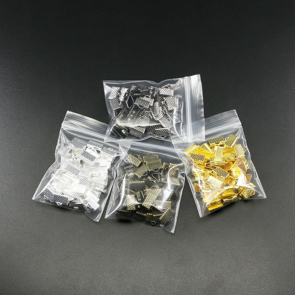50pcs/lot Crimp Beads Cove Clasps Cord Leather Clip Necklace Bracelet Connectors End Caps For DIY Jewelry Findings Supplies