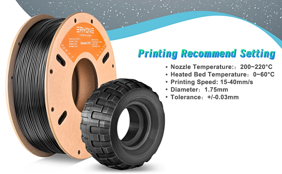 Eryone 0.5/1/3KG TPU Premium Filament 3D Print,Multicolor Available,500g tpu filament,Big Sale,500G/Spool