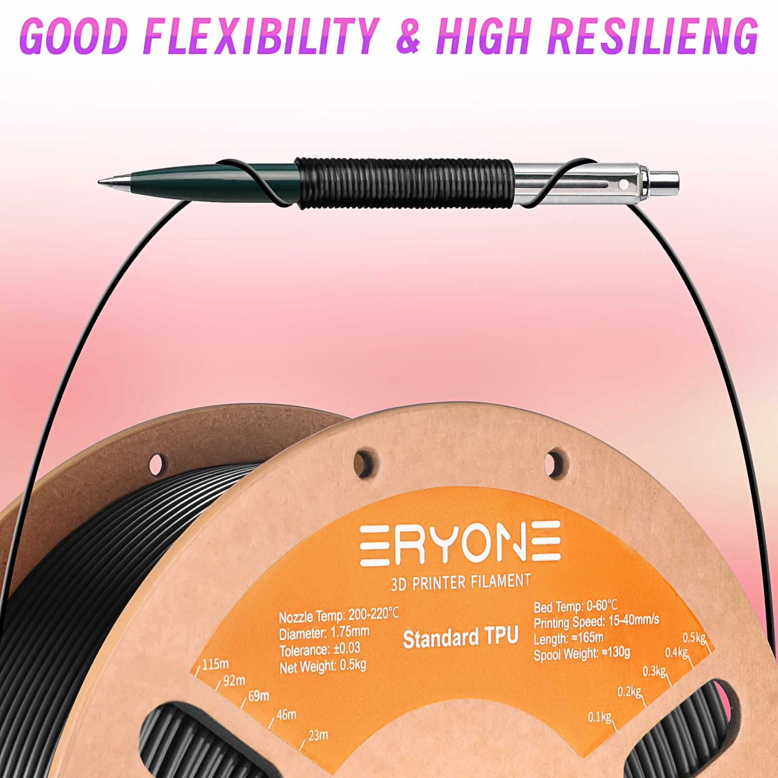 Eryone 0.5/1/3KG TPU Premium Filament 3D Print,Multicolor Available,500g tpu filament,Big Sale,500G/Spool