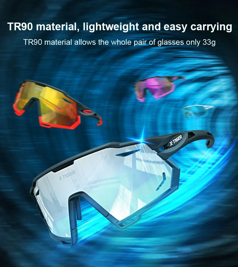 X-TIGER Cycling Glasses UV400 Photochromic Cycling Sunglasses Sports Polarized Men's Sunglasses MTB Racing Bike Glasses Eyewear
