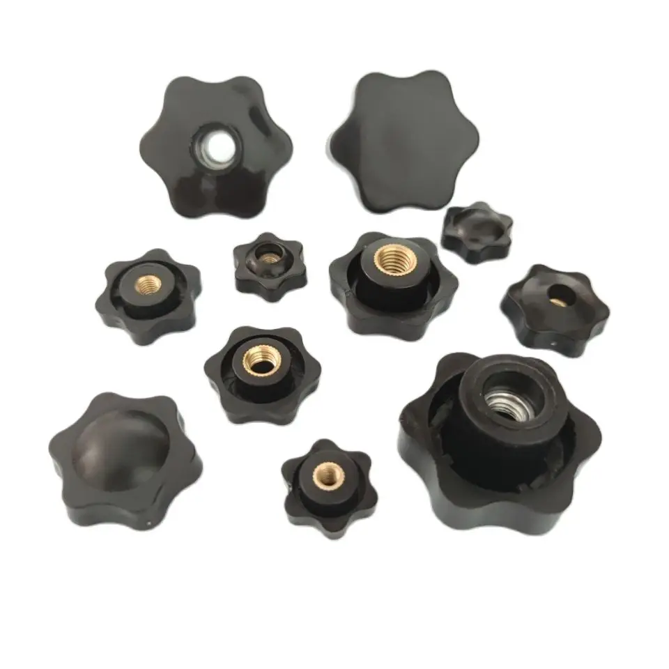 5PCS M4 M5 M6 M8 M10 M12 Plum Hand Tighten Nuts Handle Thread Mechanical Black Thumb Nuts Clamping Knob Manual Nuts Perforated