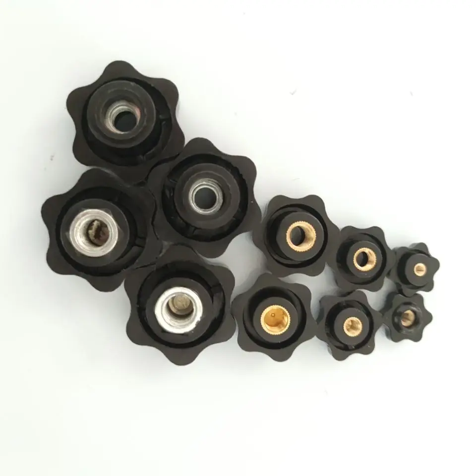 5PCS M4 M5 M6 M8 M10 M12 Plum Hand Tighten Nuts Handle Thread Mechanical Black Thumb Nuts Clamping Knob Manual Nuts Perforated
