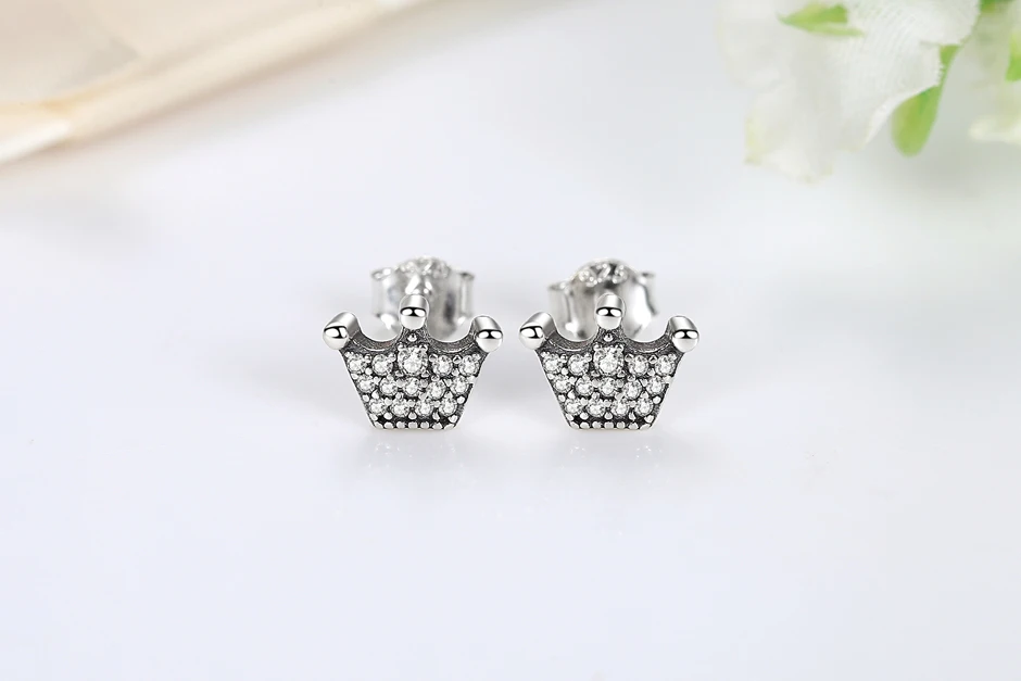 Original 925 Sterling Silver Earrings 2026 Stud Hoop Crystal Earings For Women Rose Gold Crown Heart Infinity Bee Earing Jewelry