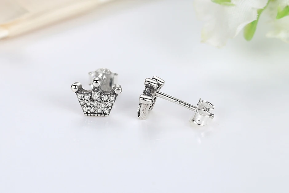 Original 925 Sterling Silver Earrings 2026 Stud Hoop Crystal Earings For Women Rose Gold Crown Heart Infinity Bee Earing Jewelry