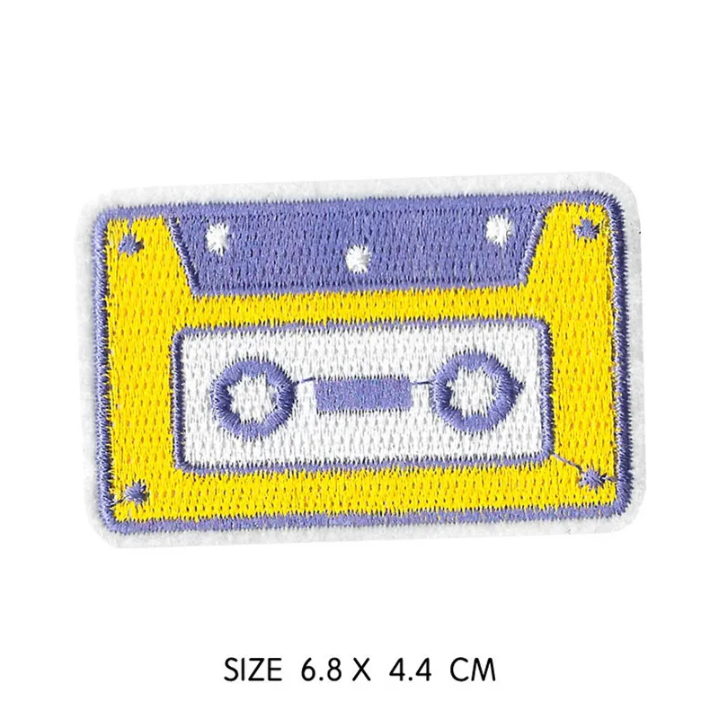Retro Cute TV Tape Game Console Patches Embroidered Iron on Patches for Clothing DIY Motif Stripes Clothes Stickers Badges