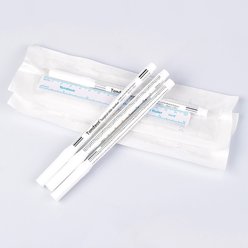 White Surgical Eyebrow Tattoo Skin Marker Pen Tool Accessories With Measuring Ruler Microblading Positioning