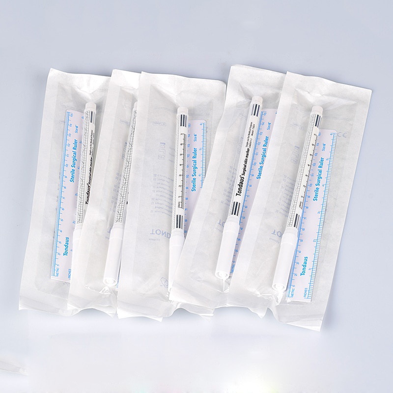 White Surgical Eyebrow Tattoo Skin Marker Pen Tool Accessories With Measuring Ruler Microblading Positioning