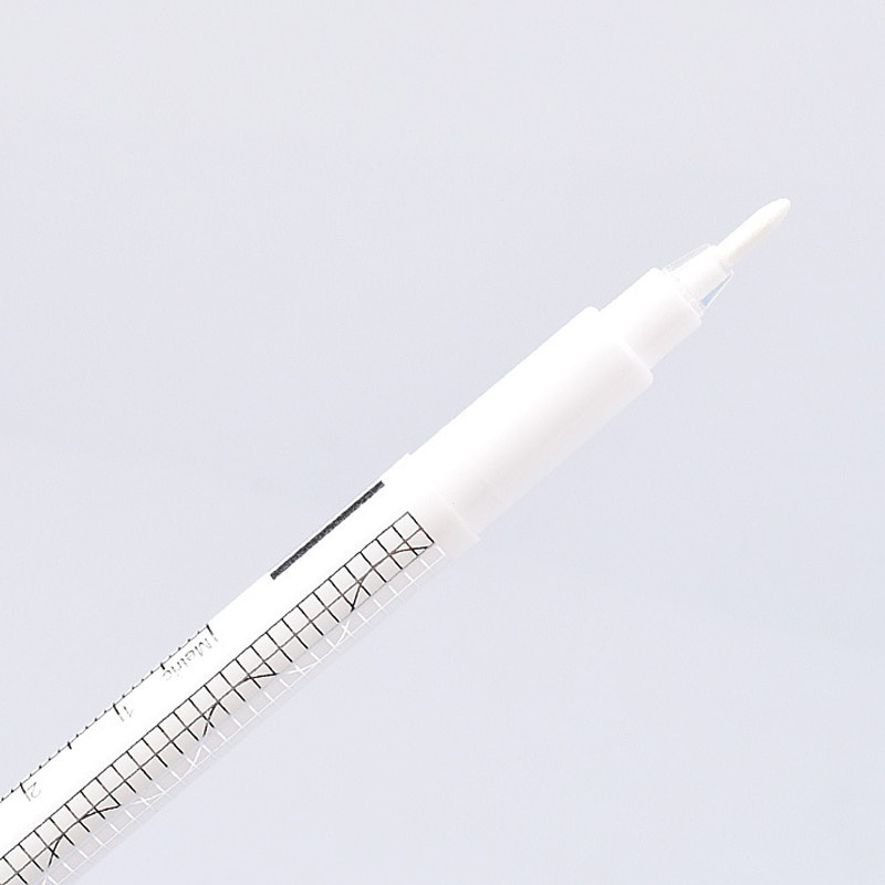 White Surgical Eyebrow Tattoo Skin Marker Pen Tool Accessories With Measuring Ruler Microblading Positioning