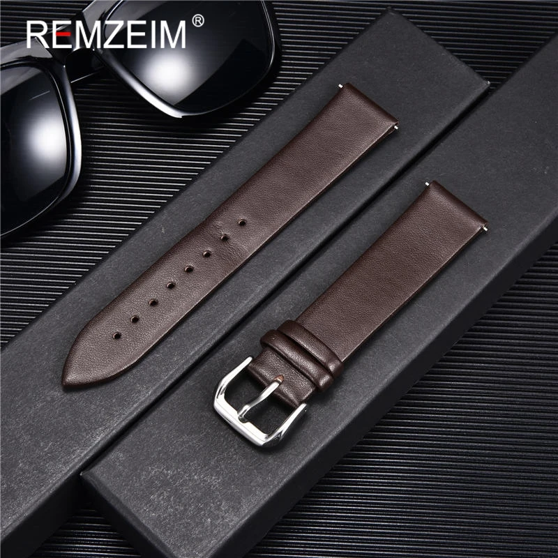 Ultra-thin Genuine Leather Watchband Watch Belt Strap Wristwatches Band 8mm 10mm 12mm 14mm 16mm 18mm 20mm 22mm Red White Black