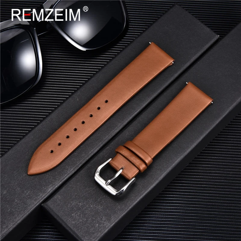 Ultra-thin Genuine Leather Watchband Watch Belt Strap Wristwatches Band 8mm 10mm 12mm 14mm 16mm 18mm 20mm 22mm Red White Black