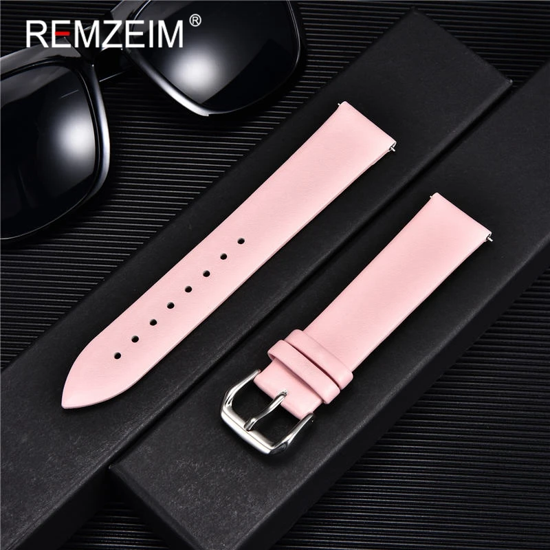 Ultra-thin Genuine Leather Watchband Watch Belt Strap Wristwatches Band 8mm 10mm 12mm 14mm 16mm 18mm 20mm 22mm Red White Black