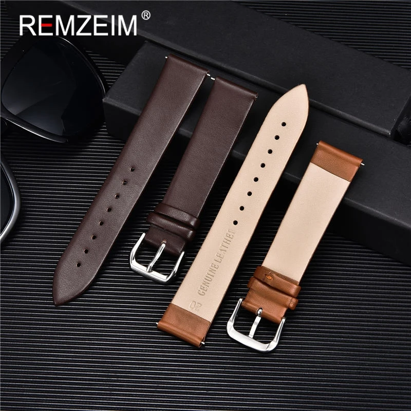 Ultra-thin Genuine Leather Watchband Watch Belt Strap Wristwatches Band 8mm 10mm 12mm 14mm 16mm 18mm 20mm 22mm Red White Black