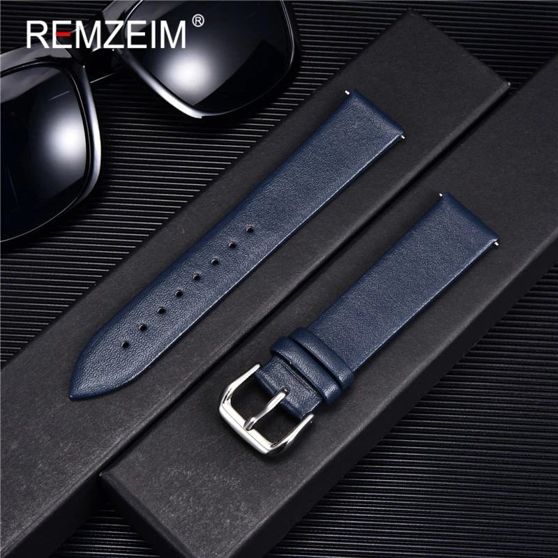 Ultra-thin Genuine Leather Watchband Watch Belt Strap Wristwatches Band 8mm 10mm 12mm 14mm 16mm 18mm 20mm 22mm Red White Black