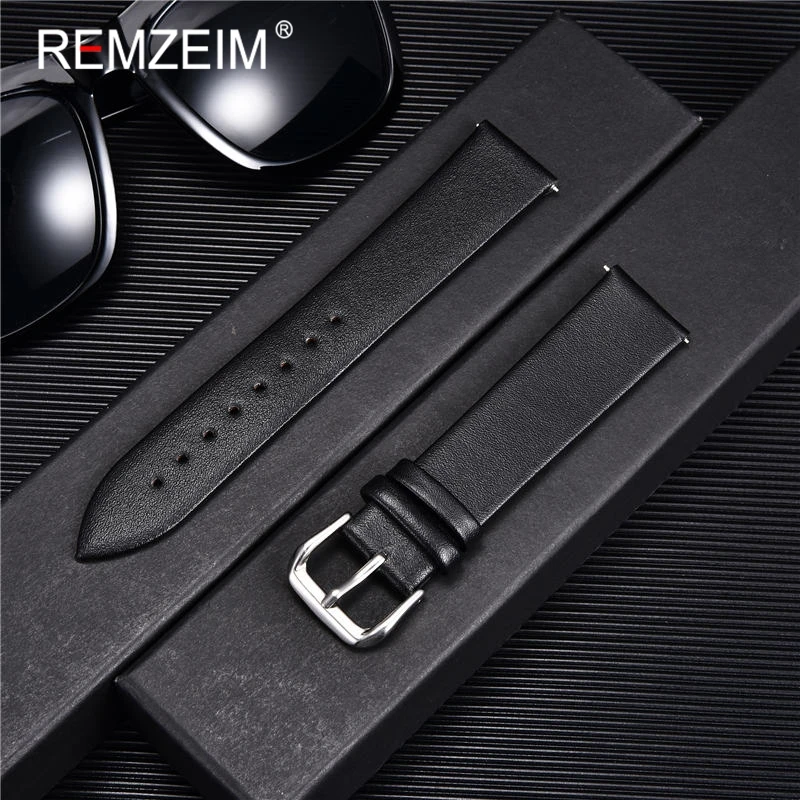 Ultra-thin Genuine Leather Watchband Watch Belt Strap Wristwatches Band 8mm 10mm 12mm 14mm 16mm 18mm 20mm 22mm Red White Black