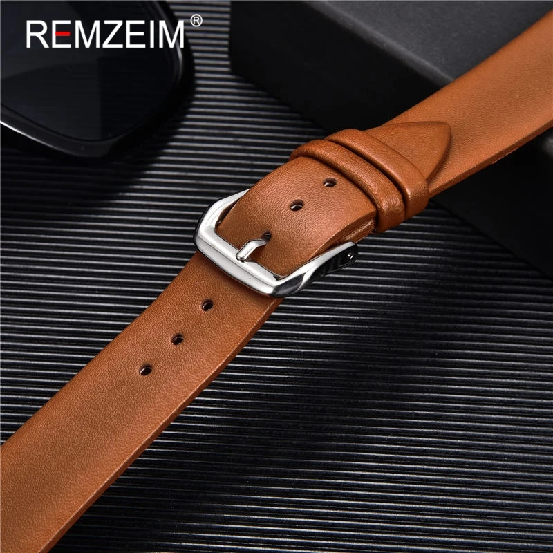 Ultra-thin Genuine Leather Watchband Watch Belt Strap Wristwatches Band 8mm 10mm 12mm 14mm 16mm 18mm 20mm 22mm Red White Black