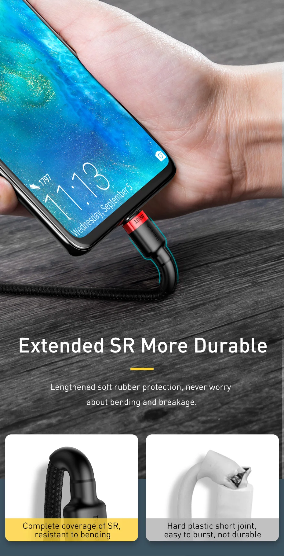 Baseus USB Type C To USB C Cable For iPhone 16 15 100W PD Fast Charging Charger Cord For Macbook Xiaomi Samsung Type-C Cable