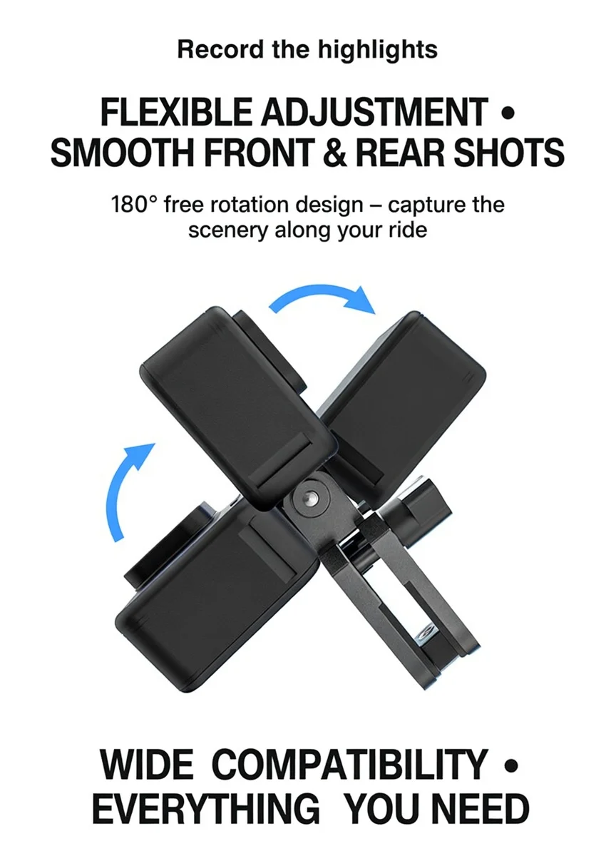 Ronkoen TZ-25 Motorcycle Windshield Clamp Mount Aluminum Alloy For Insta360 X4 Ace Pro 2 / DJI Action 5 Pro Action Camera