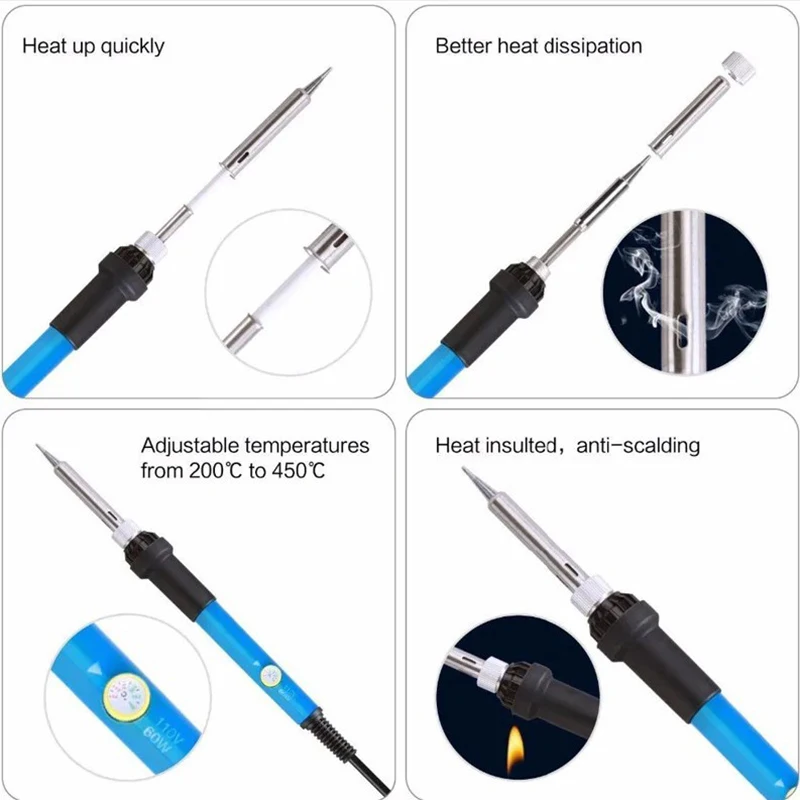 Adjustable Temperature Electric Soldering Iron 60W 220V or 110V Electric Soldering Iron Welding Solder Repair Tool
