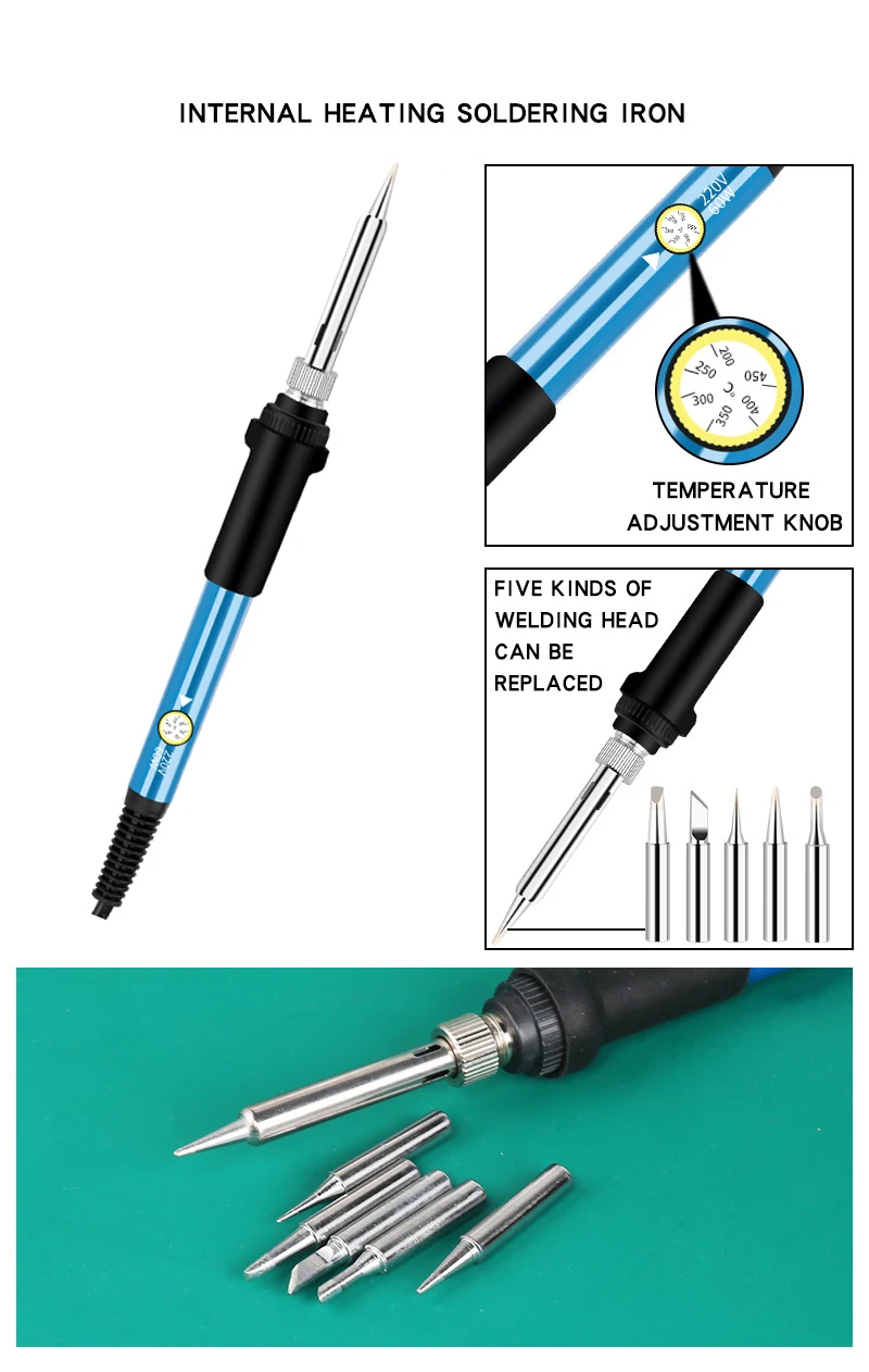 Adjustable Temperature Electric Soldering Iron 60W 220V or 110V Electric Soldering Iron Welding Solder Repair Tool