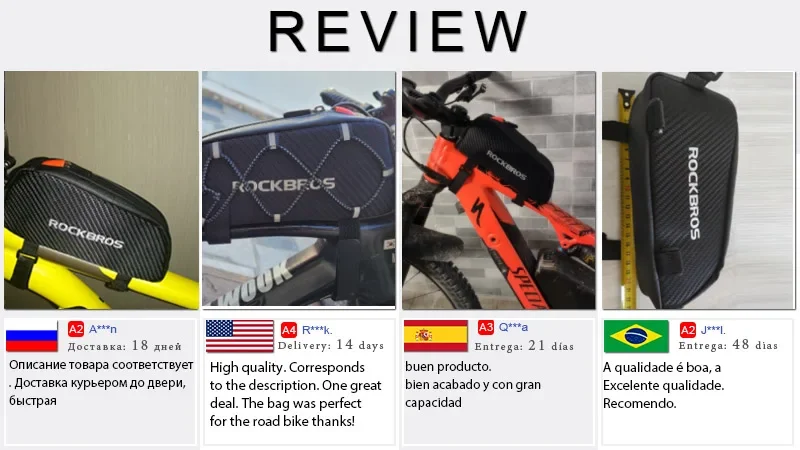 ROCKBROS Bike Bag Waterproof Reflective Front Top Frame Tube Bag Ultralight Bicycle Bag Cycling Bag Touring Riding Gear