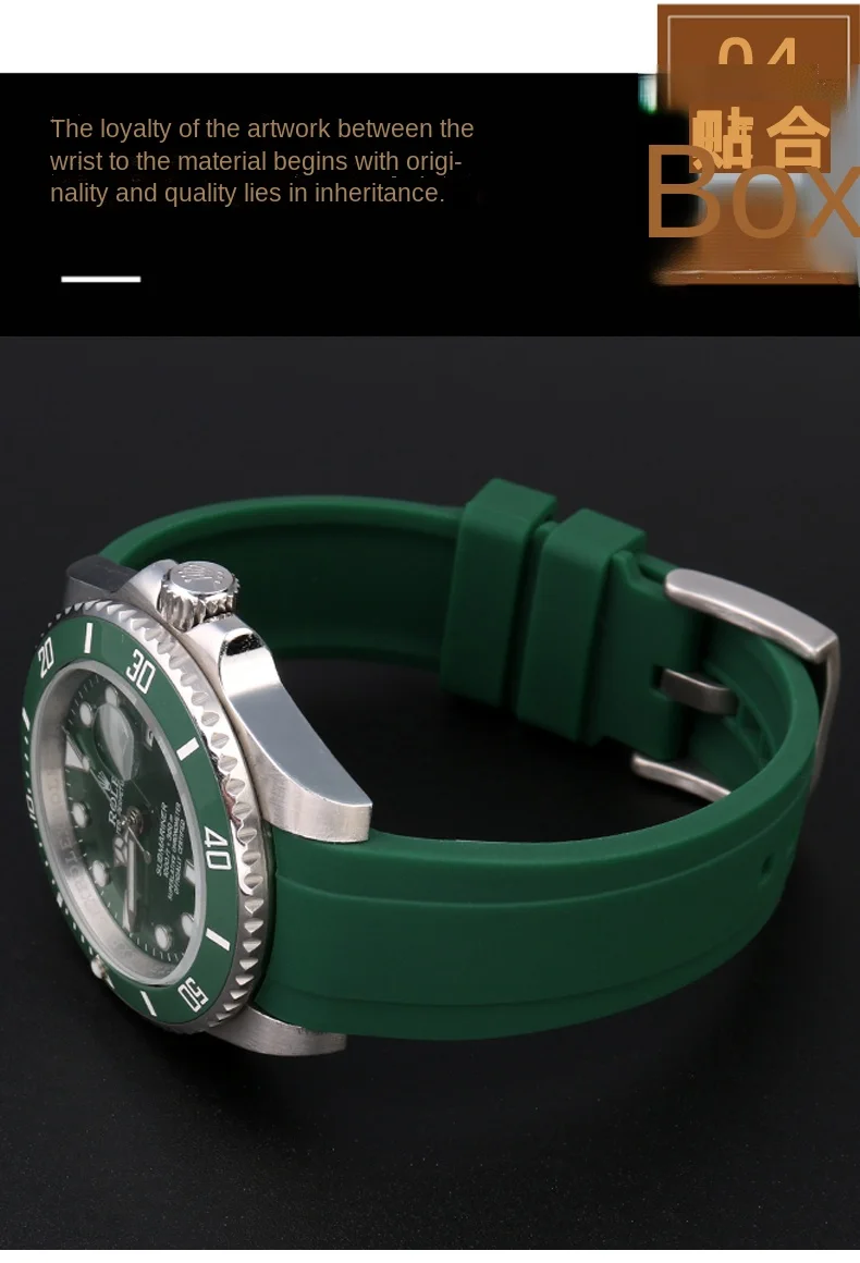Curved End silicone rubber watch strap for men Rolex Water Ghost seiko citizen tissot 20MM 22MM sport Wristband Universal Belt