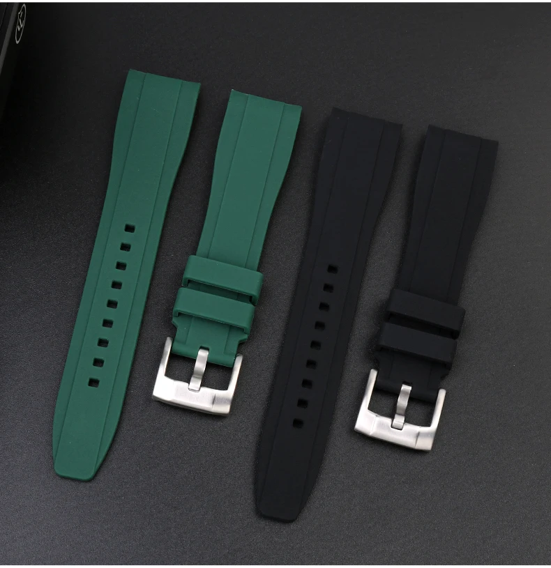 Curved End silicone rubber watch strap for men Rolex Water Ghost seiko citizen tissot 20MM 22MM sport Wristband Universal Belt