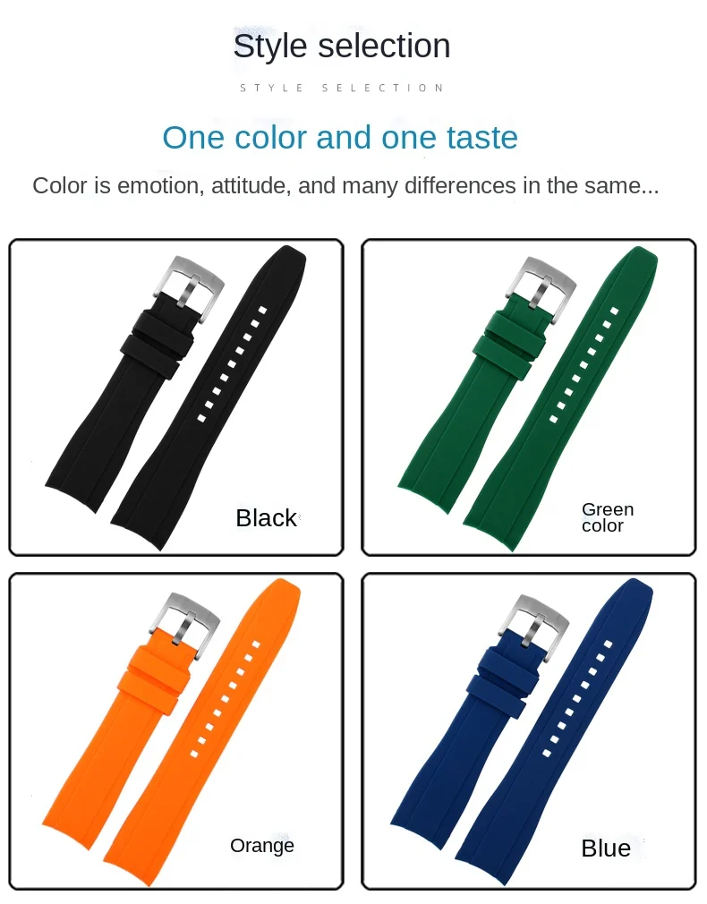 Curved End silicone rubber watch strap for men Rolex Water Ghost seiko citizen tissot 20MM 22MM sport Wristband Universal Belt