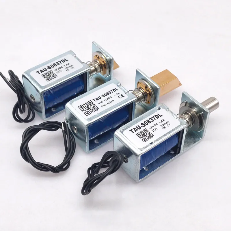 1Pc TAU-S0837DL DC 6V 12V 24V Electric Locks Electromagnet Stroke 10mm Magnetic Lock for the Cabinet Door Lock