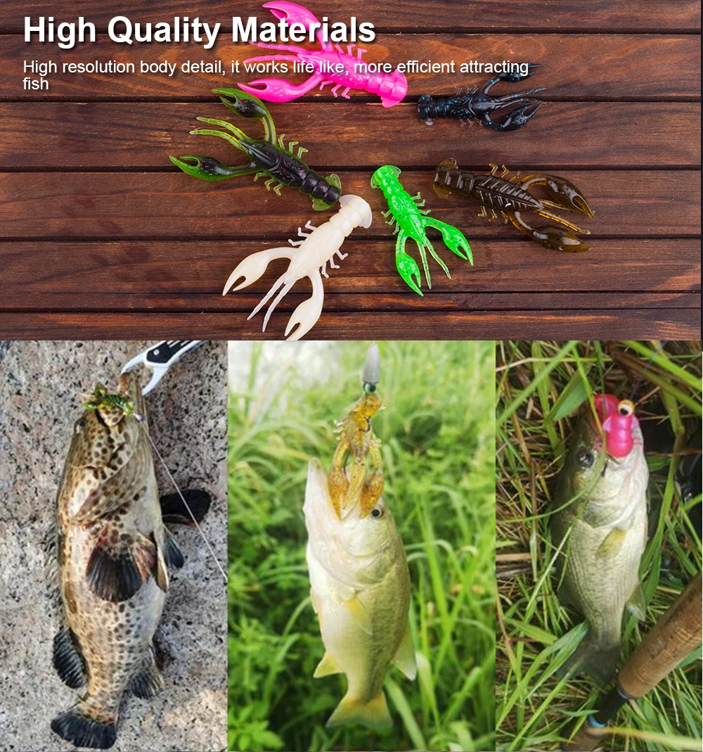 Hanlin Floating 65mm 4g Crawfish Larvae Soft Silicone Bait Jigs Wobbler Worms Fishing Lures Artificial Swimbait Bass Pike Tackle