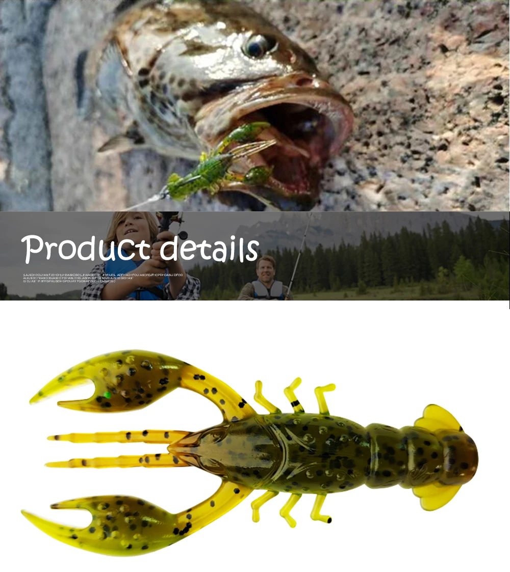 Hanlin Floating 65mm 4g Crawfish Larvae Soft Silicone Bait Jigs Wobbler Worms Fishing Lures Artificial Swimbait Bass Pike Tackle