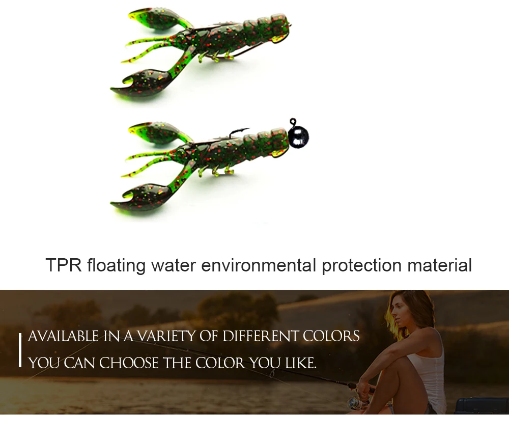 Hanlin Floating 65mm 4g Crawfish Larvae Soft Silicone Bait Jigs Wobbler Worms Fishing Lures Artificial Swimbait Bass Pike Tackle