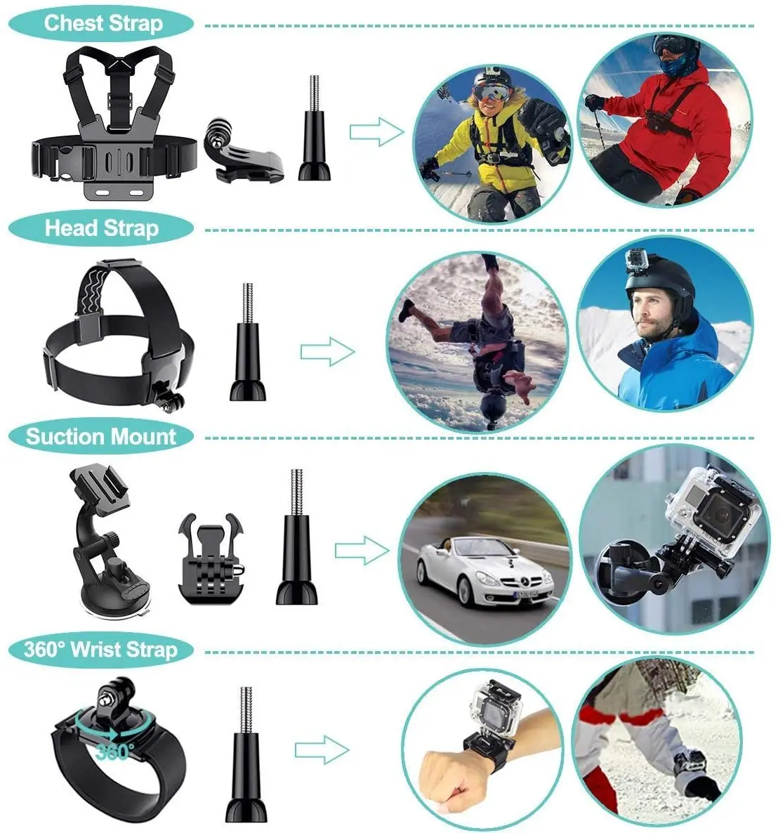 Action Camera Accessories For Gopro Hero 9 8 7 5 4 For Dji Osmo Action Backpack Suction Cup For Glass Mount 4k Case Helmet